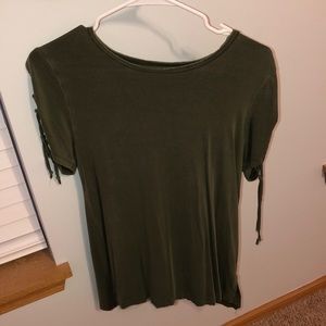 Tillys Short Lace Up Sleeve Shirt